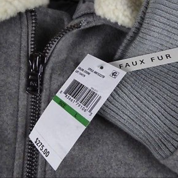 Michael Kors Wool Blend Bomber Jacket Fur Collar - Picture 5 of 8